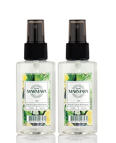 MARMARA Kolonya Spray Limon | Türkisches Duftwasser | Aftershave | türkisches Hand Wasser | Rasierwasser | Kölnisch Wasser Damen & Herren | Zitronenwasser türkisch | Eau de Cologne Lemon | (2x110ml)