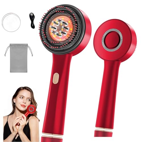 Kopfhautmassagebürste IPX7 Wasserdicht, Multifunktional Elektrischer Haarölapplikatorkamm mit 3 Funktionsmodi und Rotes Licht für Kopfhaut Haar Massage Pflege Spa
