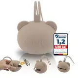 Tastic Schnullerbox Baby - Silikon Schnullerbox für unterwegs in Pandaform – Schnulleraufbewahrung BPA frei – Box vielseitig nutzbar und leicht zu Reinigen (Beige)