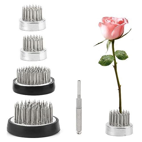 DBREAKS Blumen Frosch, 4 Stück Steckigel Blumen, Kenzan Blumendekoration, Rund Blumenigel, Flower Frog Blumenarrangement, Blumenhalter Ikebana, Edelstahl-Nadel für Blumenschmuck (23mm*2/40mm*1/46mm*1)