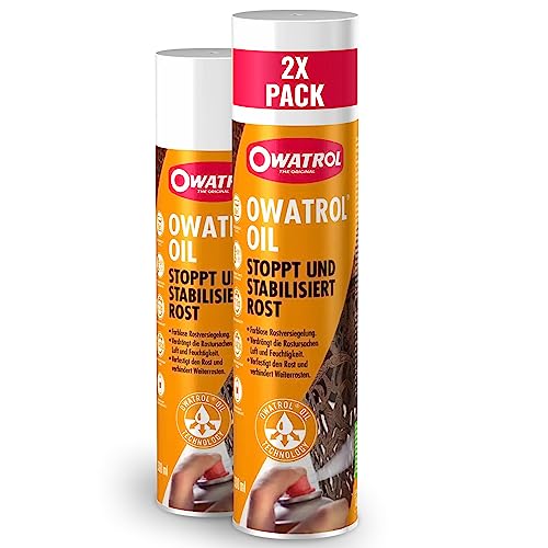 OWATROL® Rostschutz Spray 2x300ml - Für Metalle, Kunststoff, Glas, Holz, Farben & Lacke - Grundierung Spray Autolack - Rostumwandler Spray Auto - Korrosionsschutz Haftgrund Spray - Anti Rost Spray