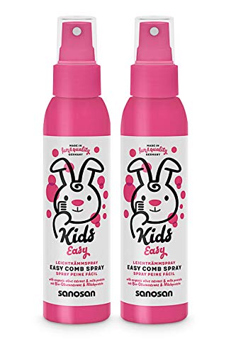 sanosan Leichtkämm Spray für Kinder - Leichtkämmspray mit Bio Olivenextrakt & Milchprotein im 2er Pack (2x 125 ml) - Haarpflege, Pflegespray