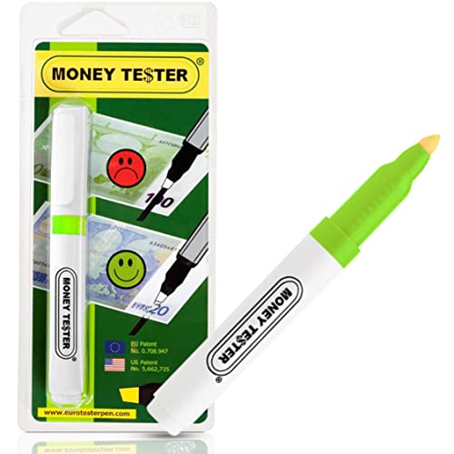 MONEY TESTER XL - Professioneller Geldscheinprüfer Fake Geld, Geldprüfstift für Euro, Dollar, britische Pfund und die wichtigsten internationalen Währungen, Original Made in Italy