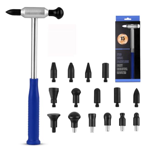PDR TOOLS Delle Reparatur Hammer Set,15 austauschbare Köpfe für präzise Entfernung kleiner Hagelschäden, rostfreies Aluminium, ideal für Auto, Motorrad & Haushalt