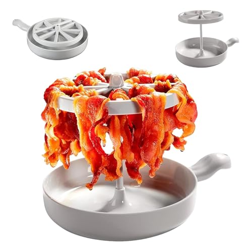 Kouamor Mikrowellen-Speckkocher, Bacongrill, Bacon Grill, vertikale Aufhängerschale, macht knusprigen Speck, Faltbares Design, Multifunktional, Fettreduktion, BPA-frei