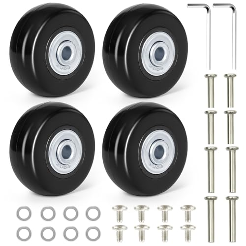 YSWOVUO Kofferrollen Ersatzrollen, 4 Stück Koffer Ersatzrollen 50 mm x 18 mm, Titan Koffer Rollen Ersatz, Gummi Koffer Rollen Ersatz Universal Kugellager mit Ersatzteile Reparatur Set