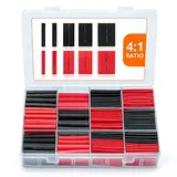 Wirefy Premium Schrumpfschlauch Set mit Kleber - 4:1 Schrumpfverhältnis, Doppelwandiger Schrumpfschlauch Wasserdicht - Heat Shrink Tube Schwarz, Rot - 190 Stück