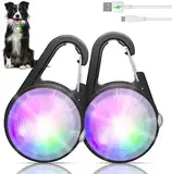 MonHall Hundelichter 2Pack LED wiederaufladbare Hundehalsband Lichter Clip on mit RGB Farbe Haustier Sicherheits Lichter beleuchten beleuchtete Hundegeschirr Licht für Nacht Wandern Camping