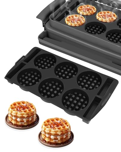 Silikon Waffelplatten kompatibel mit Tefal OptiGrill XL, Elite XL, OptiGrill+ XL, OptiGrill Elite XL, Waffel Mold für Tefal Optigrill, Backschaleneinsatz aus Silikon,Belgische Waffeln, Zubehör,Schwarz