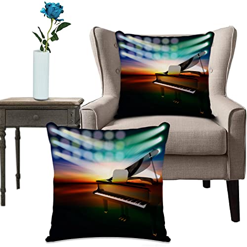 Kissenhülle Super Weich Home Decoration,Heimdekoration,Musiktheater, Flügel auf Musikbühne Abstrakt bunt Konzert Inst,Pillowcase Sofakissen für Wohnzimmer Sofa Bed