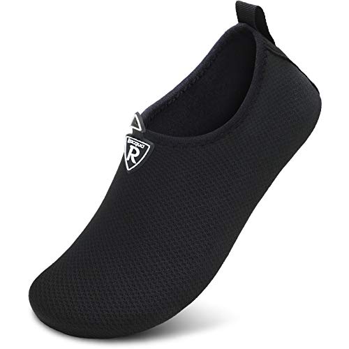 Racqua Wasserschuhe für Männer und Frauen, Barfuß, Strand, Schwimmschuhe, schnell trocknende Aqua-Yoga-Socken für Pool, Reisen, Kajakfahren, Fluss Schwarz 42-43