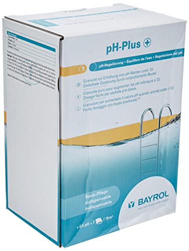 BAYROL pH-Plus Granulat 1,5 kg zur -Wert-Korrektur - sehr einfache Dosierung - 3 x 500 g Dosierbeutel - leichtlöslich - pH-Regulierung, Weiß