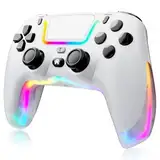 Yeerain Wireless Controller für P4, RGB Gamepad mit Makro M1/M2/6-Achsen Gyro/Dual Vibration/Audio Jack/Turbo, Games Zubehör Kontroller Kompatibel mit P4/Pro/Slim, 360°-Joystick-Gamecontroller