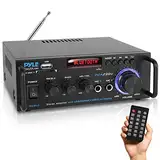 Pyle Verstärker, HiFi Verstärker, Bluetooth Verstärker, Stereo Receiver- mit Surround Sound, Bluetooth Amplifier- 200W 2 Kanäle mit RCA, USB, SD, MIC-Eingang, FM-Radio, Amp- Für Studio, Heimkino