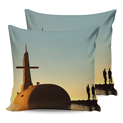 Kissenbezüge 2 Stück Nuklearanlagen Sonnenuntergang Soldat Silhouette Bild Sofa Dekoratives Kissenbezüge Moderne Quadratische Kissenbezüge, Für Sofa, Garten, 45x45cm