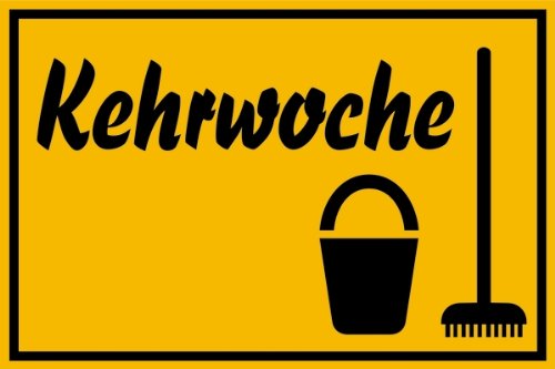 Schild Kehrwoche Kunststoff 200 x 300 mm (Treppenhausreinigung, Putzplan) praxisbewährt, wetterfest