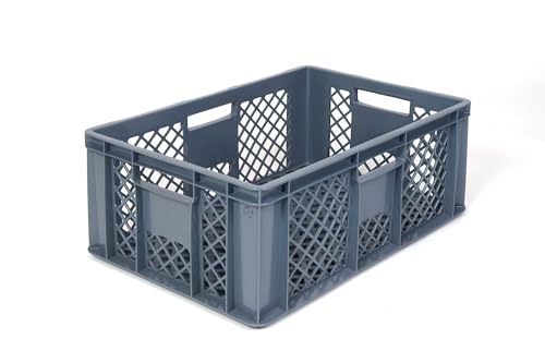 DIE BOX FABRIK Bäckerkiste 60x40 cm in verschiedenen Höhen & Farben | Offene Brotkiste, Brötchenkiste | Stapelkisten, Lagerboxen, Transportkisten – Ideal für Backwaren (Grau, 60x40x24 cm)