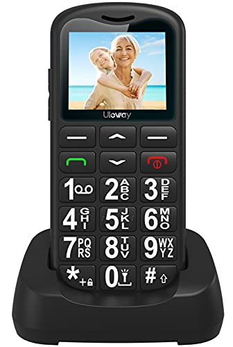 uleway Seniorenhandy mit großen Tasten und Mobiltelefon ohne Vertrag,1.7 Zoll LCD|SOS-Funktion |Dual SIM Handy |Taschenlampe und Ladestation