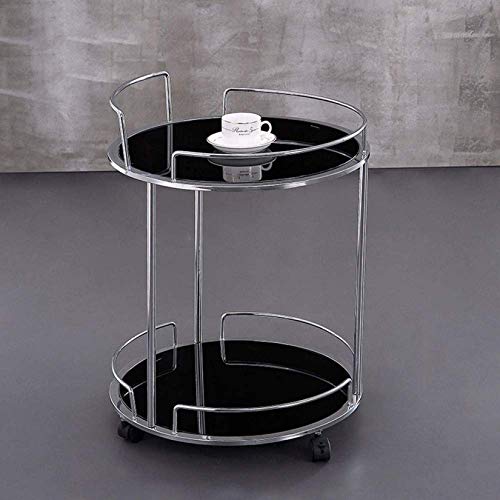 HUIBBGO Eleganter High-End-Servierwagen aus 2-lagigem gehärtetem Glas für Speiserestaurants und Hotels, Weinwagen mit Stauraum für den Einsatz zu Hause und als Couchtisch