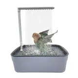 EHOTER Vogelbadewanne, Vogeldusche, Badewanne, Papagei, automatische Badewanne mit mehreren Wasserhähnen, Haustier-Vogelbadewanne für kleine, mittelgroße Sittiche, Reinigungszubehör (grau)