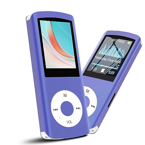 Hotechs MP3-Player/MP4-Player, MP3-Player mit 32 GB Speicherkarte, schlankes Design, digitales LCD-Display, 4,6 cm (1,8 Zoll) Display, FM-Radio (Lila)