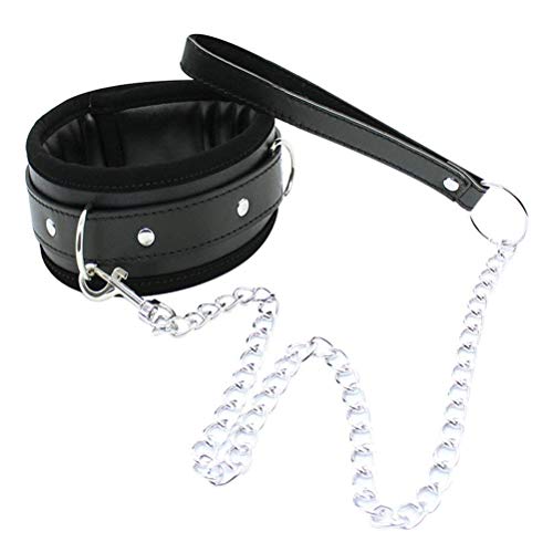Jerbro 1 Stk. Halsband Erwachsene Sex Spielzeug Flirt SM Halsband-Geschirr mit Leine Ketten Schwarz (BDSM01)