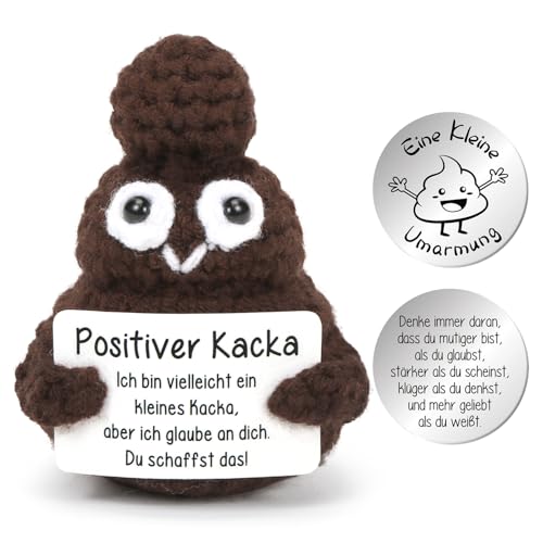 Positive Kacka Puppe, Pocket Hug Mini Kacka Plush, Kacka Spielzeug mit Karte Hug Glücksbringer, Kreative Strickwolle Poo Puppe, Geschenk für Geburtstags Weihnachten Abschieds Besserung Mutmacher 22