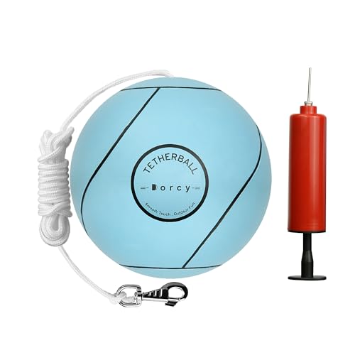 Dorcy Tetherball- und Seil-Set mit Drehhaken und Ballpumpe, Ersatz-Ball für Kinder, Erwachsene und Hunde, lustiges Gartenspiel, Blau