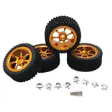 Perfeclan 4 Stück RC-Räder und Reifen, RC-Crawler-Autoreifen, RC-Zubehör, RC-Teil ersetzen für Wltoys 1/14 RC-Auto, DIY-Zubehör, Modell-LKW, Gold