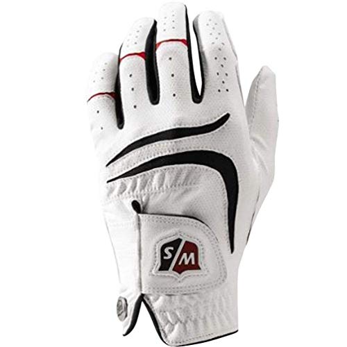 Wilson Staff Herren Golfhandschuh, Grip Plus, Material-Kombi, Größe: XL, Linkshand, MLH, weiß, WGJA00680XL