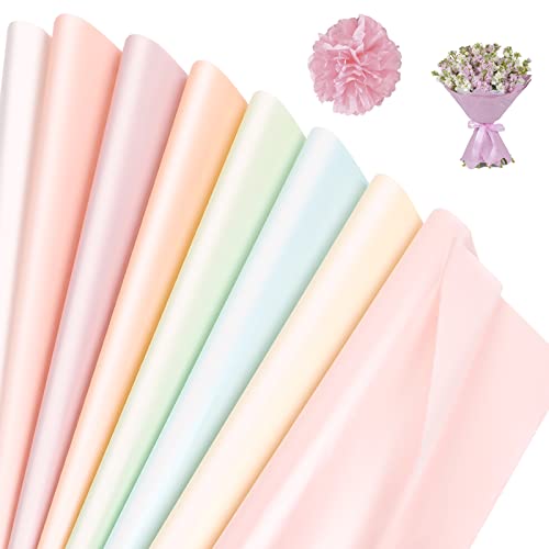 Seidenpapier Set, 120 Blatt 30x21cm Metallic Seidenpapier Bunt, Geschenkpapier Verpackungsmaterial, Bastelpapier zum Erstellen von Pompons, Papierblumen, Tischdekoration,Geschenktüten, 8 Farben