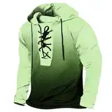 WKAYsIV Sweatshirt 100 einfarbige Mode Retro Herren Lange Sport große Größe Street Hoodie Pulli Weit Herren(Minzgrün,3XL)