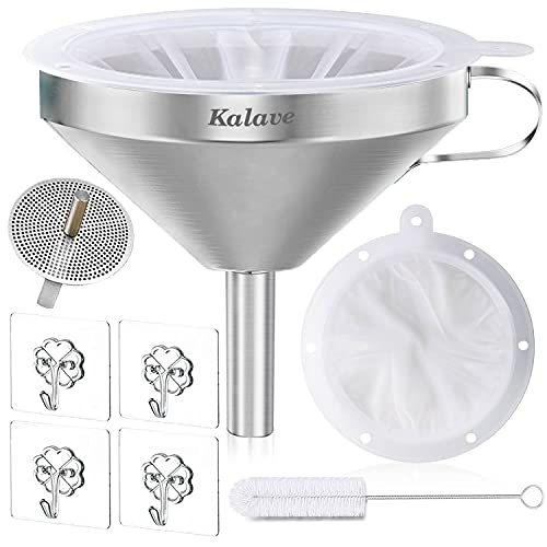 Kalave 5 Zoll Edelstahl Trichter, 13cm Lebensmittel qualität Küchen trichter und 200 Mesh filter, Metall trichter für Öle, Saft, Wein, Kaffee, Tee, Milch