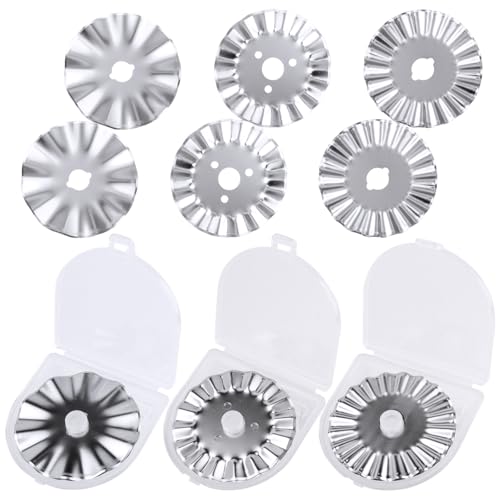 Mesee Rotierschneider-Klingen, 45 mm, 3 Arten, Wellen-Drehklingen-Set, dekorative Kantenklingen, Ersatz-Klingen, Nachfüllpackung, Quilten, Schneidewerkzeug, Zubehör zum Nähen von Stoff, Leder, Papier