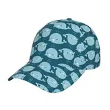 Xzomeayt Baseballkappe mit Cartoon-Wal-Motiv, für Damen und Herren, Ausflüge, Sport, Reisen, tägliche Outdoor-Aktivitäten, Schwarz, Schwarz, Einheitsgr��e