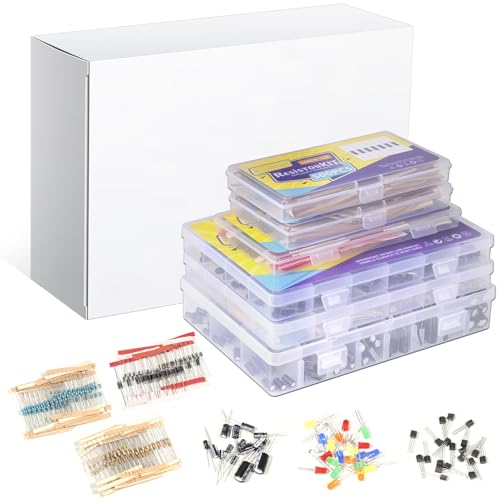 ALLECIN 1910 Stück Elektronik Bauteile Kit mit Kondensator Widerstand Transistor LED Diode Schottky Dioden Elektronisches Komponenten Set Elektronische Bauteil für Heimwerkerprojekte