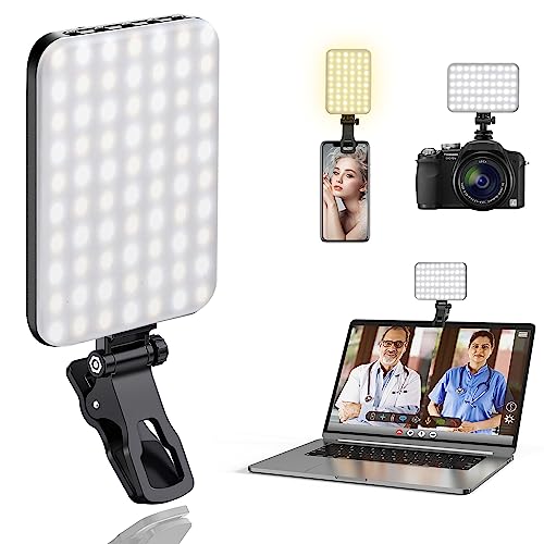 ALTSON 60 LED Videolicht Selfie Licht mit Tragbarer Klemme & Kamerastativ, Wiederaufladbar 2200mAh, CRI 97+, 3 Lichtmodi für iPhone, Handy, Webcam, Zoom, Streaming, Laptop, Foto, Make-up, Computer