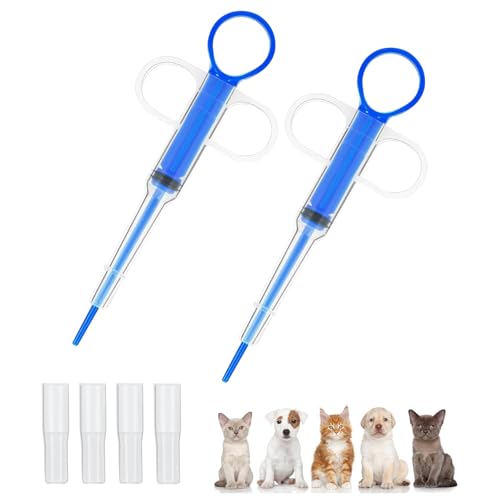 WOLMIK 2 Stücke Tablette Feeder, Medikamenten Feeder Pet Pusher Spritze Pet Pusher Spritze Tabletteneingeber für Katzen kleine Hunde