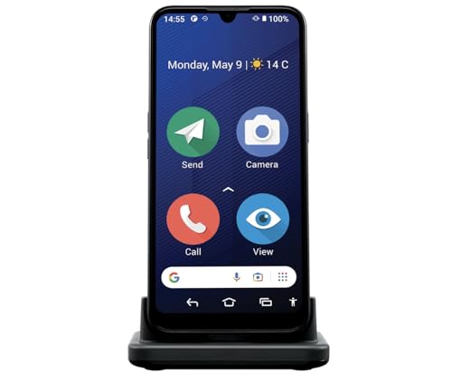 Doro - 8200-4G-Smartphone für Senioren - Ohne Vertrag - 6.1'' Display - Notruftaste mit GPS - Dreifachkamera - Klarer Klang - Spritzwassergeschützt - Inklusive Ladesockel - Blau