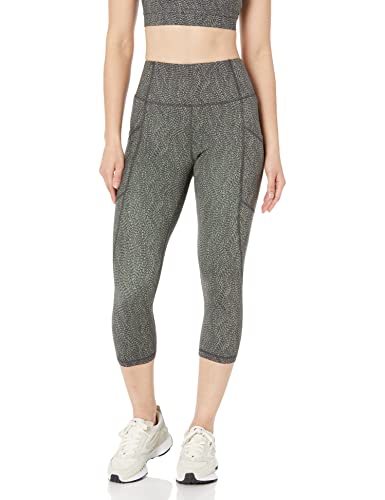 Amazon Essentials Damen Active Sculpt Workout Athleisure Capri-Leggings mit hohem Bund und Taschen (erhältlich in Übergrößen ), Mehrfarbig Punkte, L