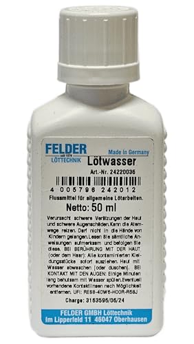 Felder Lötwasser zum Weichlöten 50ml für Eisen, Stahl, Kupfer, Messing und allgemeine Lötarbeiten, DIN EN 29454-1, 3.1.1.A
