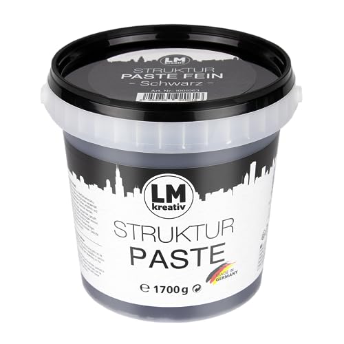 LM-Kreativ LM Struktur Paste fein 1,7 KG - Schiefer Schwarz - Strukturpaste für Leinwand - Perfekt für Bilder im Wohnzimmer, Flur, Schlafzimmer, Büro