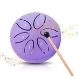 Zungentrommel Steel Tongue Drum 3 Zoll Stahlzungen 6 Töne Handpan Instrument Stahlzungentrommel Mini Pan Drum Percussion Percussion Steel Instrument Stahlzungen mit Schlägeln für Meditation Yoga 