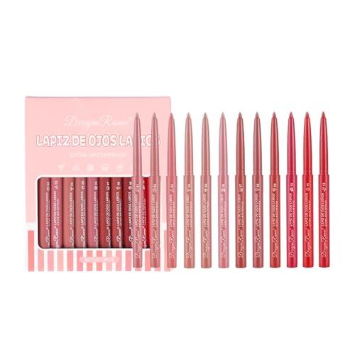 12 Farben Lipliner Set Mattes Lipliner Stift Lippenstift Set, Langlebig und Wasserdicht, Lipliner Wasserfest, Hochpigmentierte, Glatt Textur Natürliches Lippen Make up Geschenk