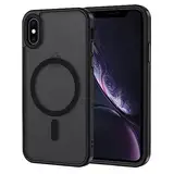 XTCASE Hülle für iPhone X/XS Magnetisch kompatibel mit Magsafe, Matt Transluzente Handyhülle für iPhone X/XS Kratzfeste PC Rückseite + TPU Bumper - Schwarz
