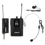 Vonyx WM55B Funkmikrofon Set, Headset Mikrofon und Lavalier Mikrofon Kabellos mit Plug-in-Empfänger, Ansteckmikrofon Kabellos bis zu 50m Reichweite mit Pop Filter, UHF 863-865 MHz, Mini Mikro