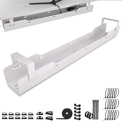 Ultimate Setup® Kabelwanne Schreibtisch für bestes Kabelmanagement - Im Kabelkanal Schreibtisch einfach Kabel verstecken (weiß)