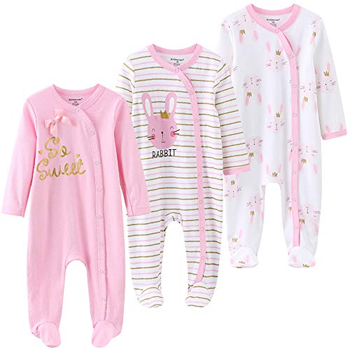 Kiddiezoom Baby-Jungen Mädchen Schlafstrampler, 3er Pack