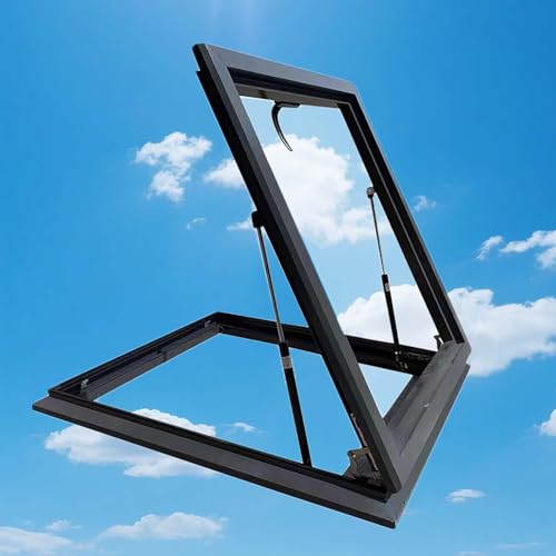 Dachausstiegsluke,Dachausstieg, Dachfenster, Mehrzweckfenster, Dachluke, Dachfenster für Schornsteinfeger, Beleuchtung und Lüftung Aluminiumschale, mit Eindeckrahmen, 2-fach Verglasung(32x20in/80x50cm