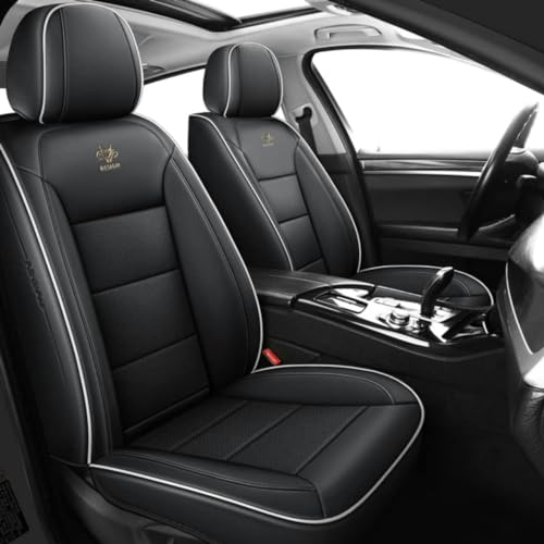 DENGFU Autositzbezüge, universal, komplettes Set für Volvo V50 V40 C30 Xc90 2010 ~ 2020 Xc60 S80 S60 2011 ~ 2017 S40 V70 V60 Xc40 Autozubehör: schwarze weiße Linien